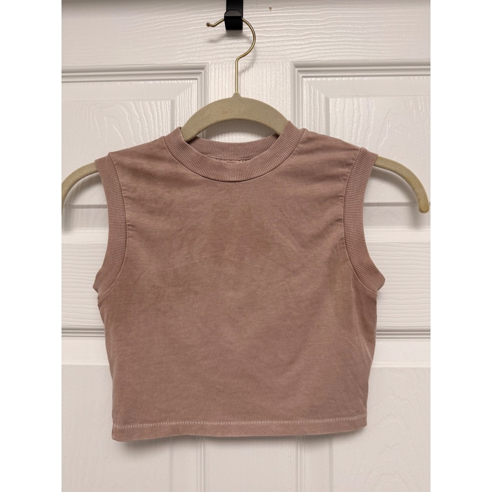 Skims Cotton Jersey Muscle Tank Crop Top‎ Mauve Pink XXS Sleeveless Crew Neck